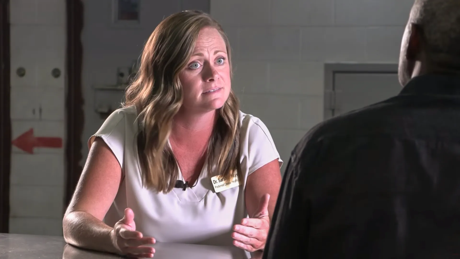 A recovery program leader speaks during a HisSpace video interview